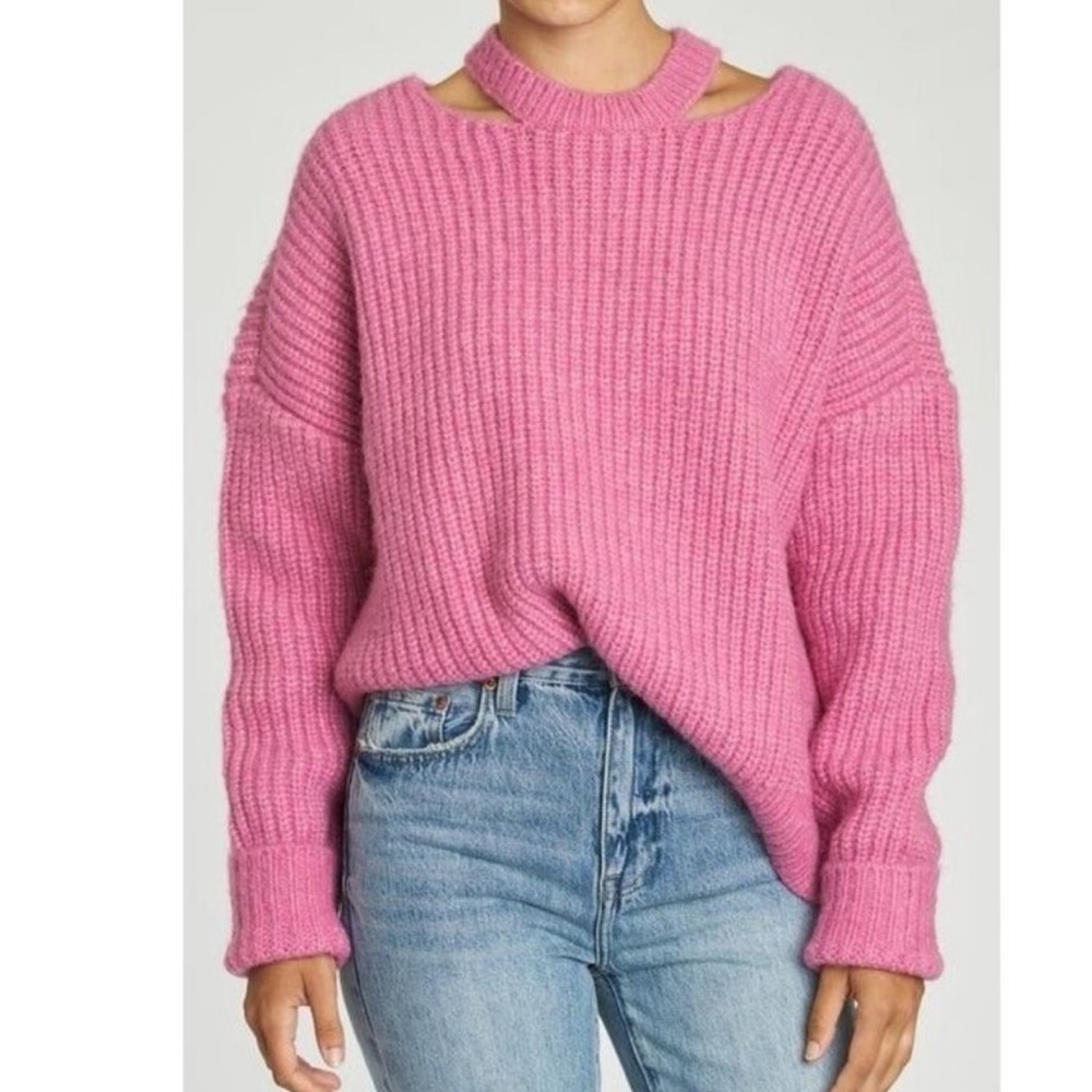 Pistola Large Pink Eva Slit Neck Sweater Oversized